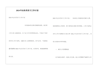2024年业务员实习工作计划