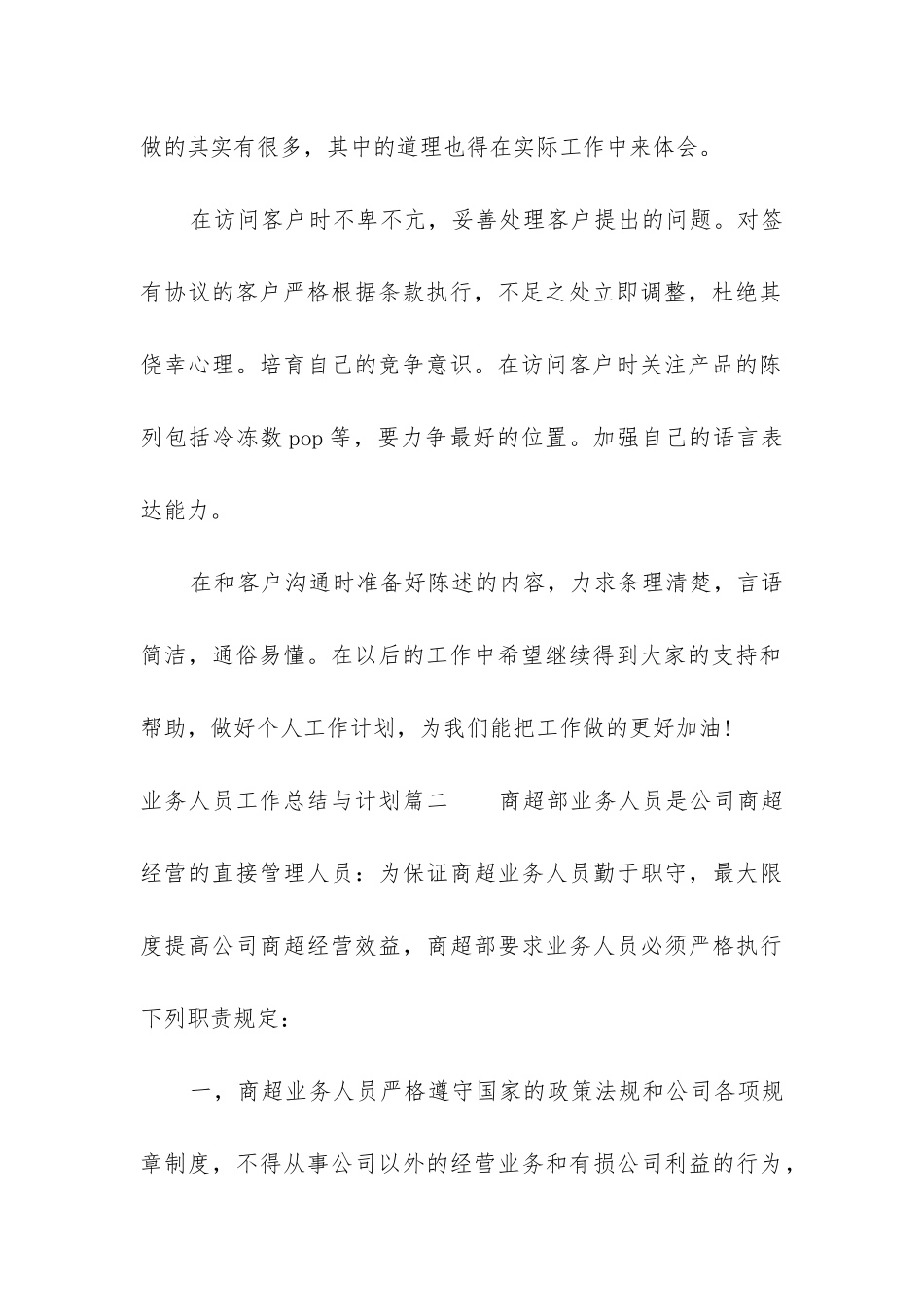 2024年业务人员工作总结与计划_第2页