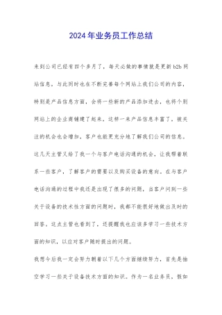 2024年业务员工作总结-