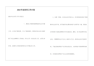2024年业务员工作计划