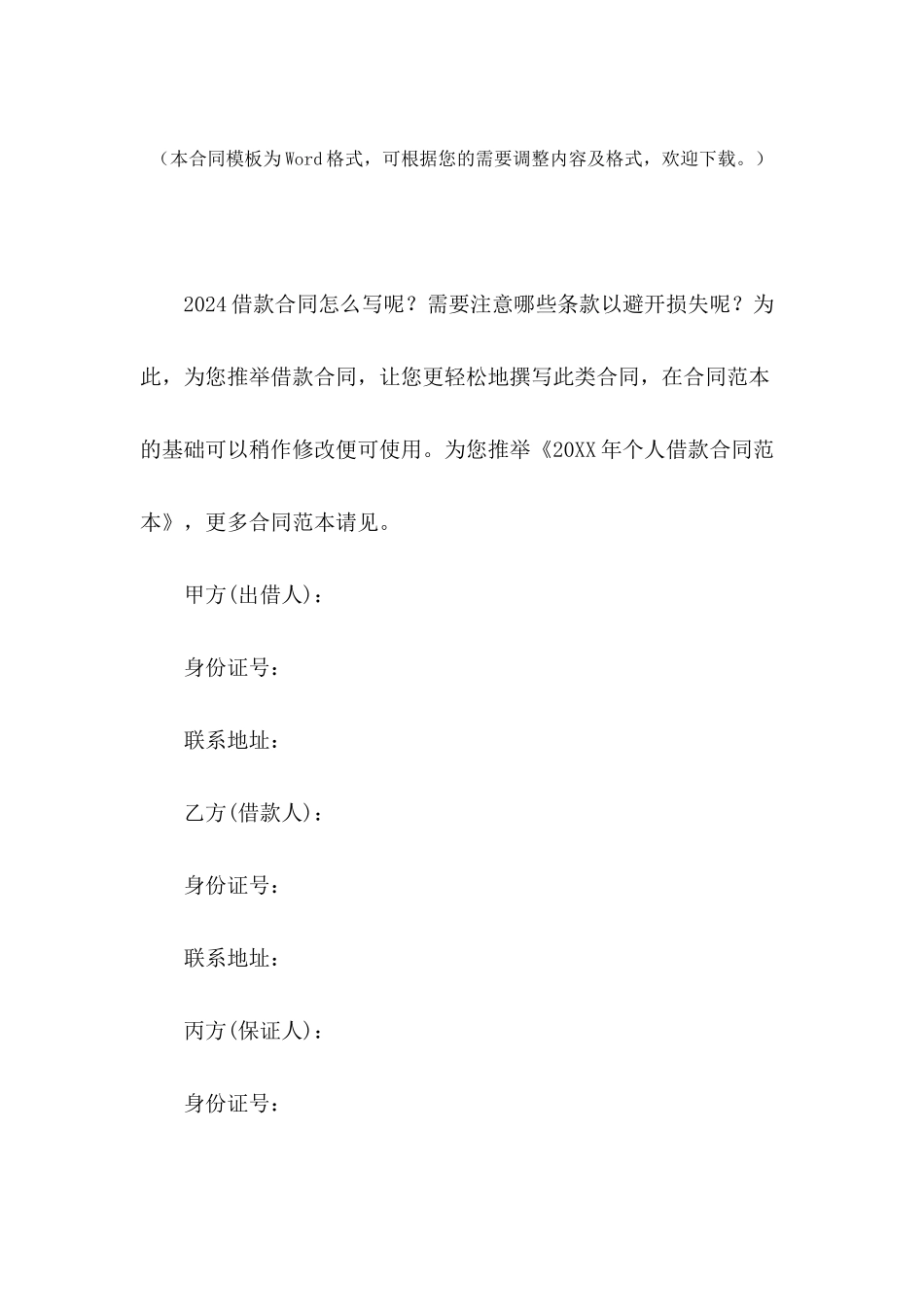 2024年个人借款合同范本-1_第2页