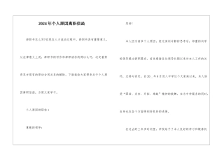 2024年个人原因离职信函