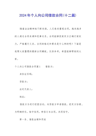 2024年个人向公司借款合同