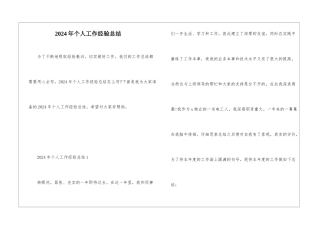 2024年个人工作经验总结