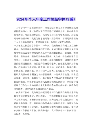 2024年个人年度工作总结字体