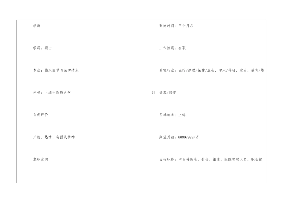 2024年中医医生个人优秀简历5篇_第2页