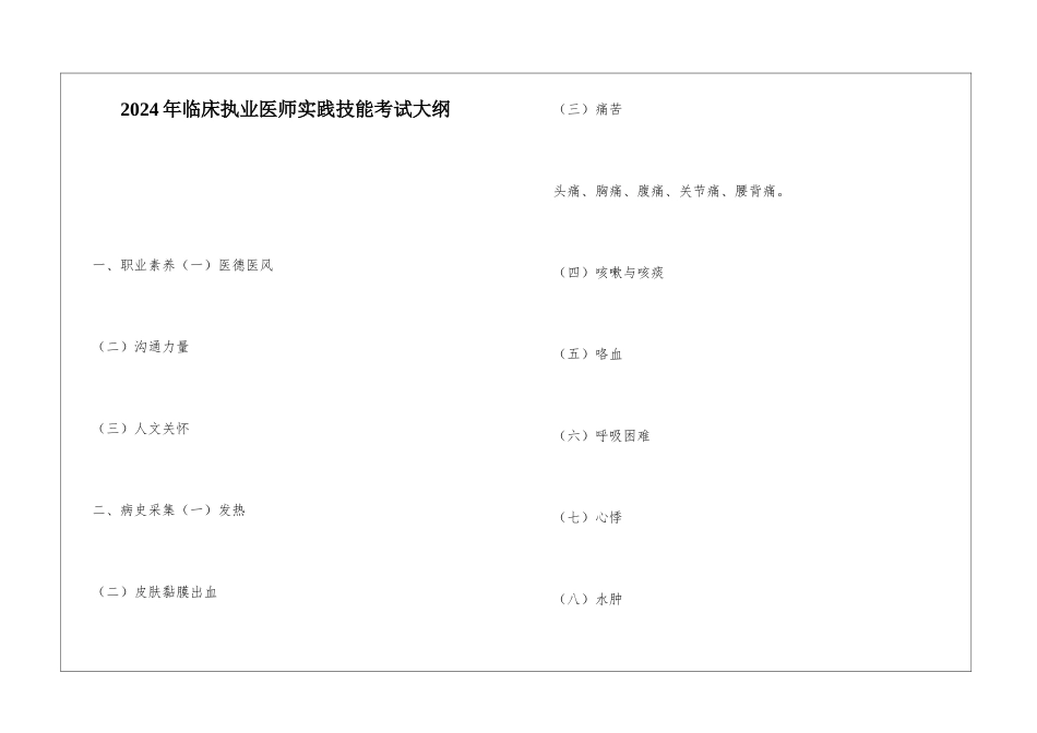 2024年临床执业医师实践技能考试大纲_第1页