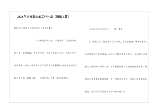 2024年乡村医生的工作计划