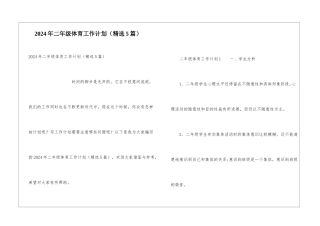 2024年二年级体育工作计划