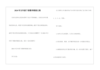 2024年五年级下册数学教案文案