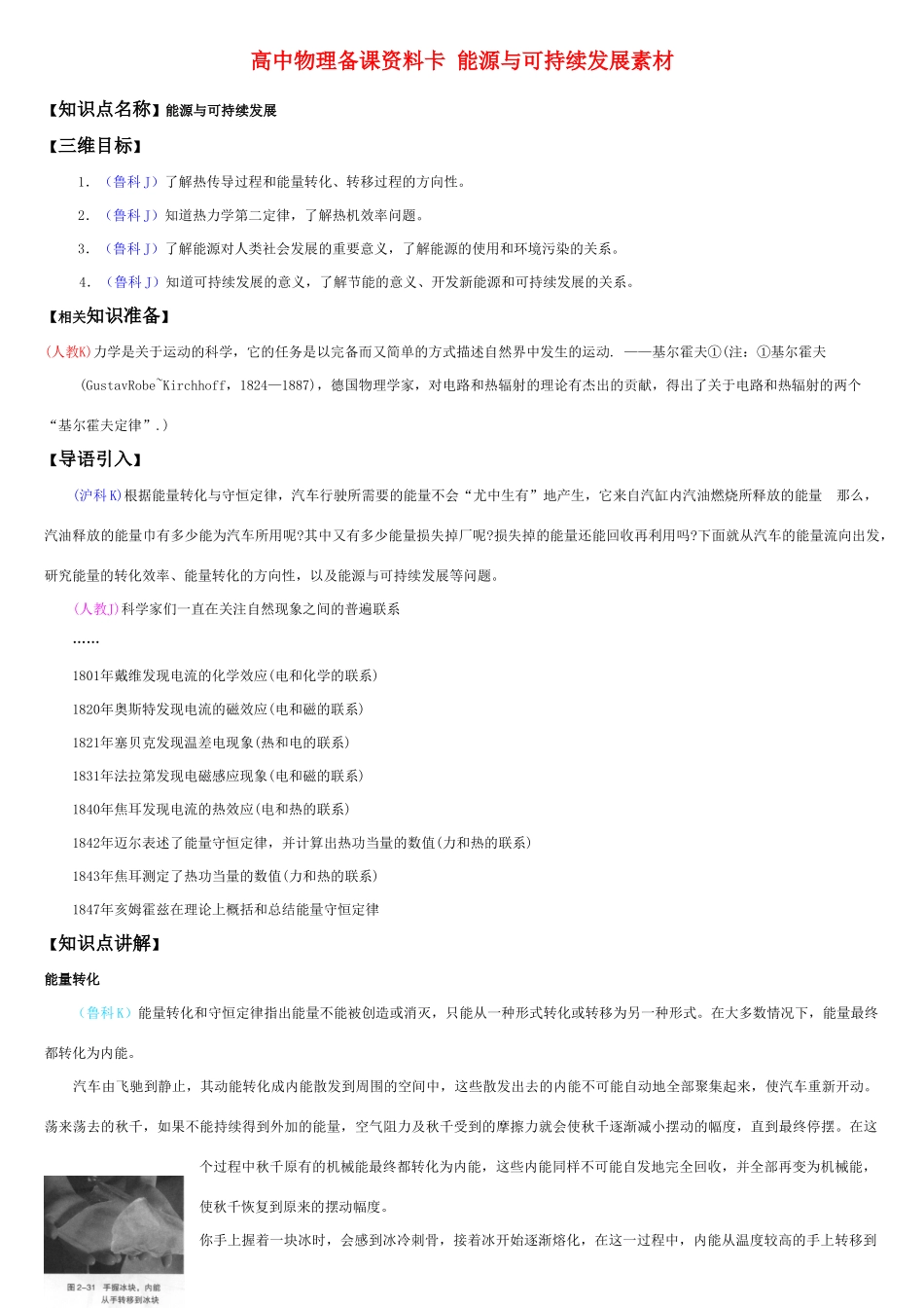 高中物理备课资料卡 能源与可持续发展素材_第1页