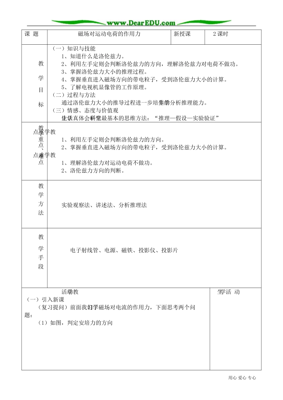 高中物理磁场对运动电荷的作用力_第1页