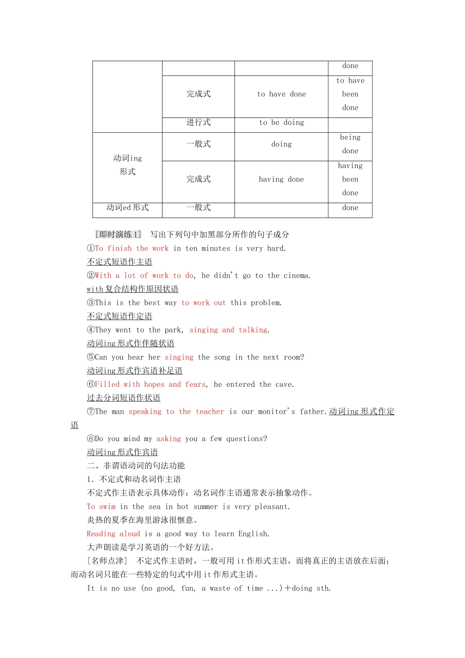 高中英语 Module 2 The Renaissance Section Ⅲ Grammar-非谓语动词教学案 外研版选修8-外研版高二选修8英语教学案_第2页
