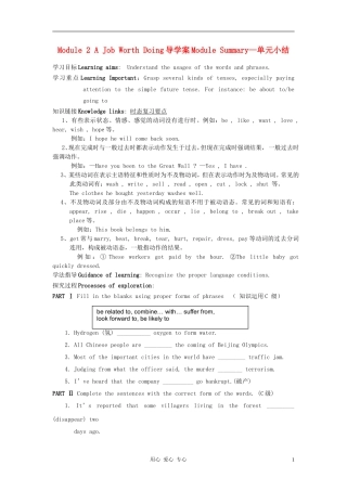 高中英语 Module 2《A Job Worth Doing》学案2 外研版必修5