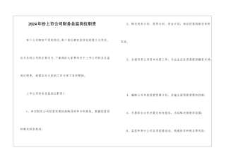 2024年份上市公司财务总监岗位职责