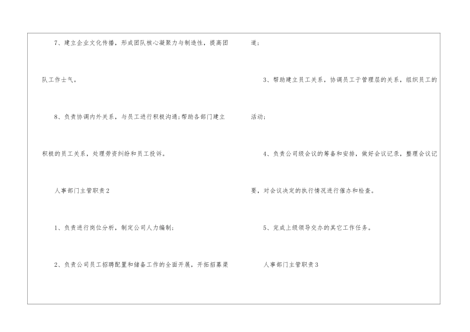 2024年份人事部门主管工作职责_第2页
