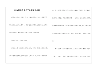 2024年份企业员工入职培训总结
