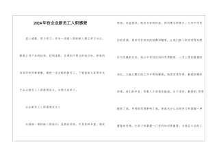 2024年份企业新员工入职感想