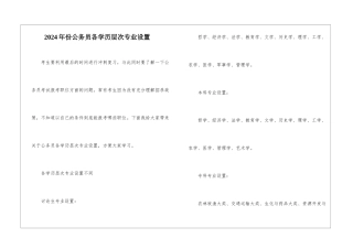 2024年份公务员各学历层次专业设置