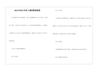2024年份公司员工福利管理制度