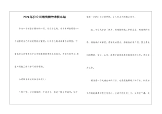 2024年份公司销售绩效考核总结