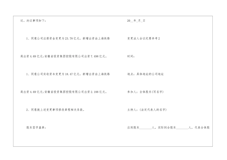 2024年份变更法人会议纪要参考样本_第2页