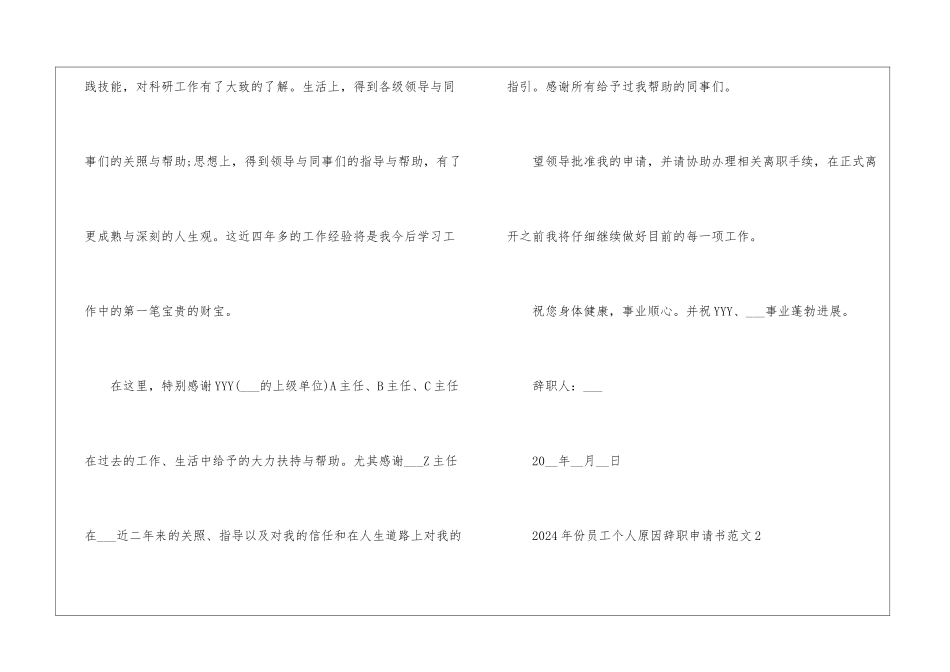 2024年份员工个人原因辞职申请书优质_第2页