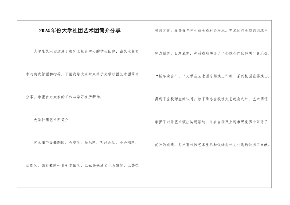 2024年份大学社团艺术团简介分享_第1页