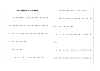 2024年份安全生产规章制度