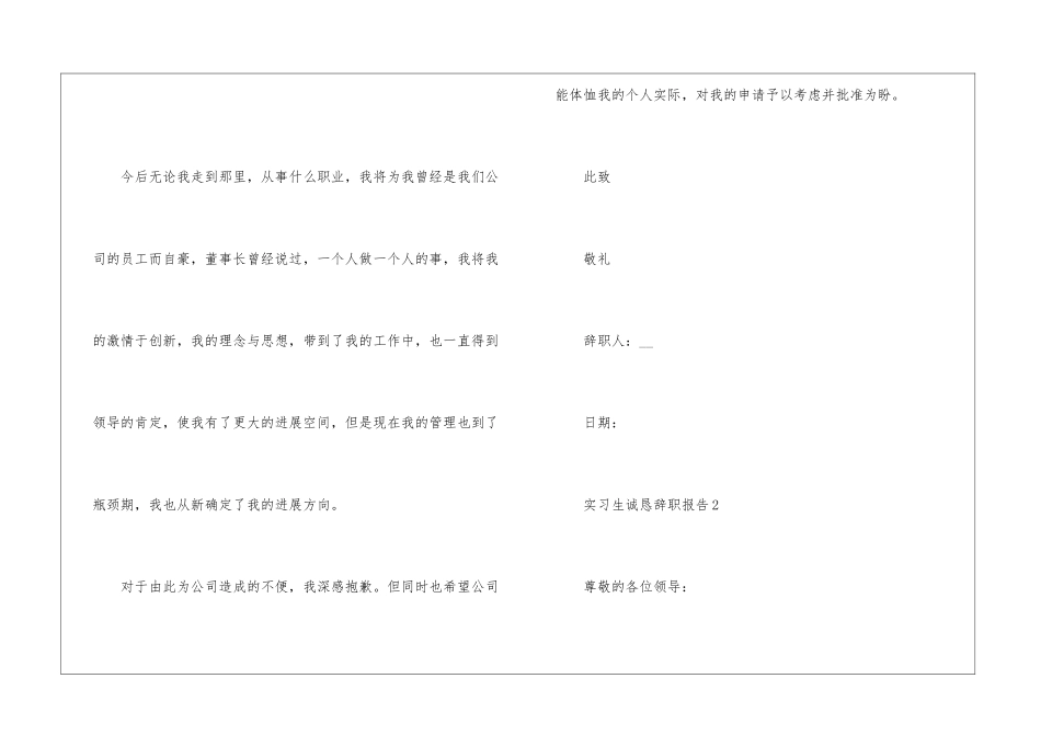 2024年份实习生诚恳辞职报告_第2页