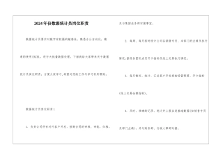2024年份数据统计员岗位职责