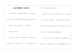 2024年份新职工入职心得