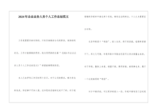 2024年企业业务人员个人工作总结范文