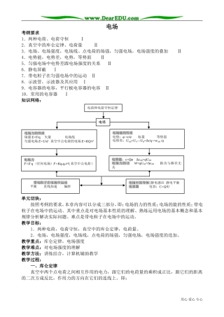 高中物理电场教案 新课标 人教版 选修1-1