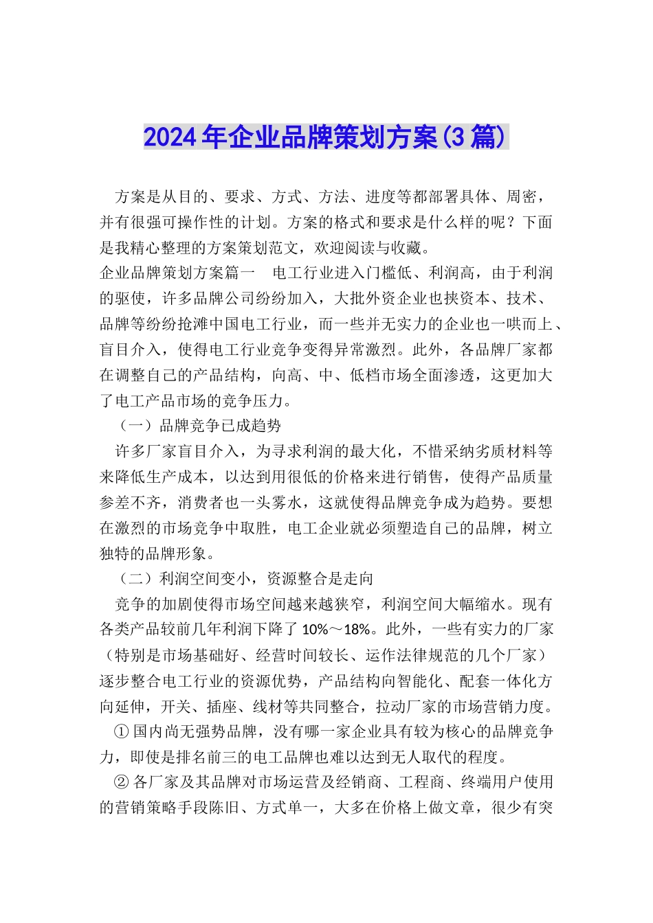 2024年企业品牌策划方案_第1页