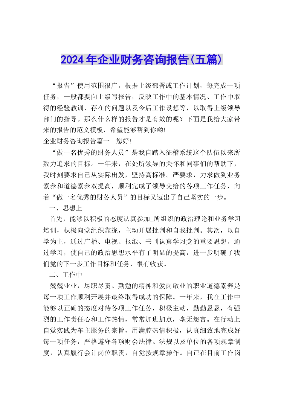 2024年企业财务咨询报告_第1页