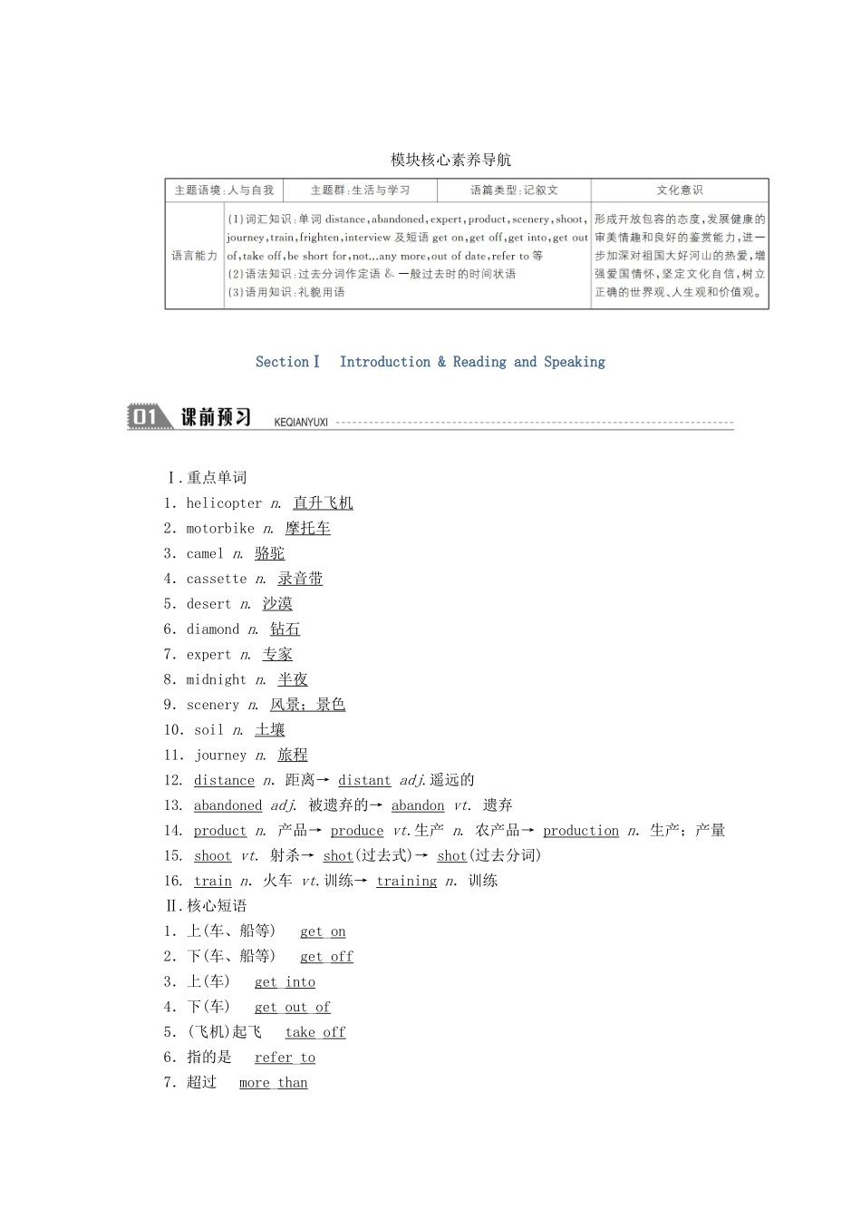高中英语 Module 3 My First Ride on a Train SectionⅠ Introduction  Reading and Speaking学案（含解析）外研版必修1-外研版高一必修1英语学案_第3页