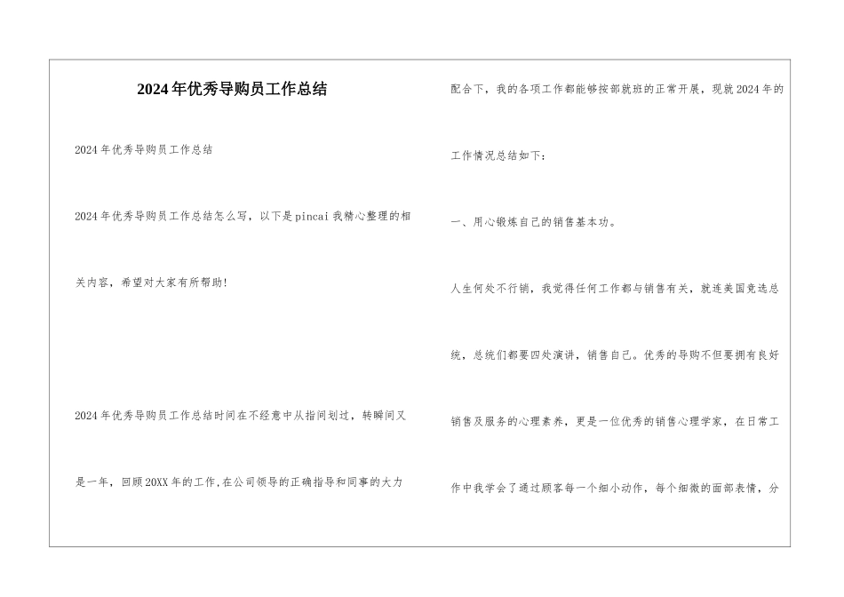2024年优秀导购员工作总结_第1页