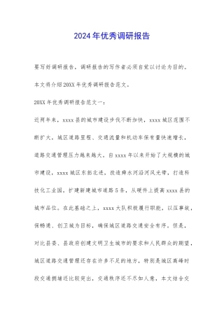 2024年优秀调研报告-