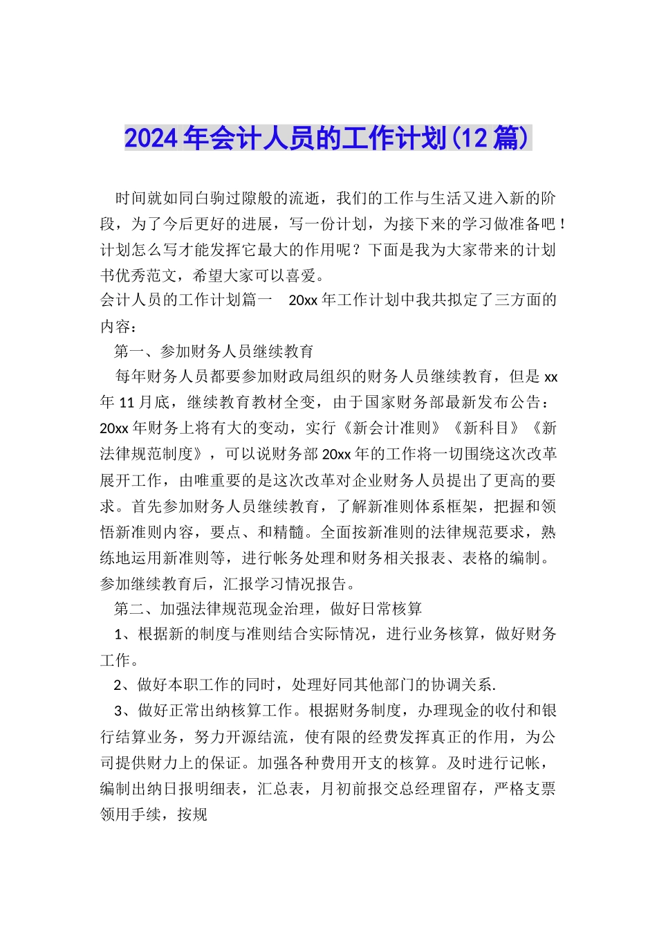 2024年会计人员的工作计划_第1页