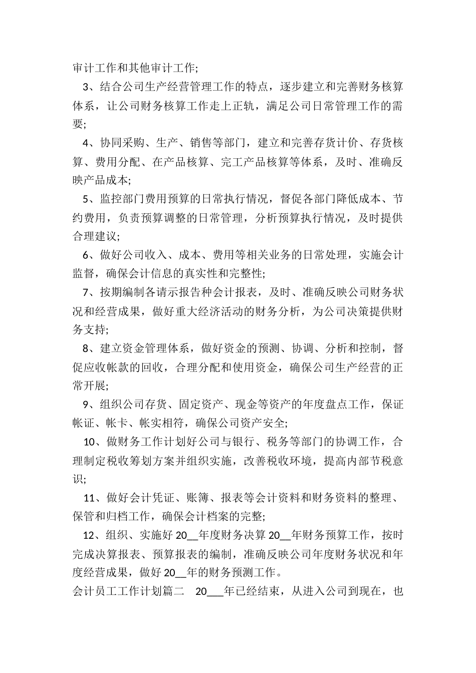2024年会计员工工作计划_第2页