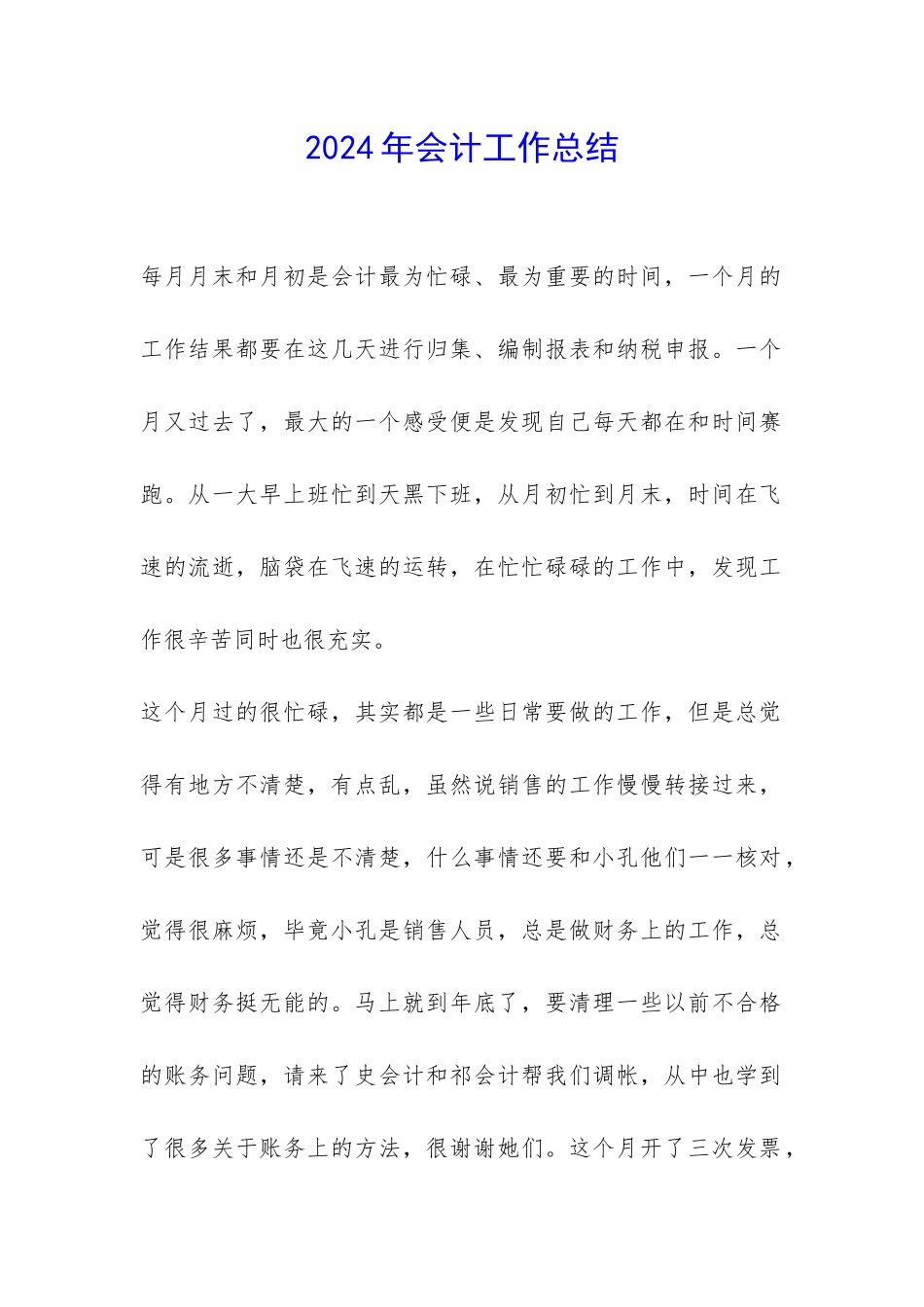 2024年会计工作总结-_第1页