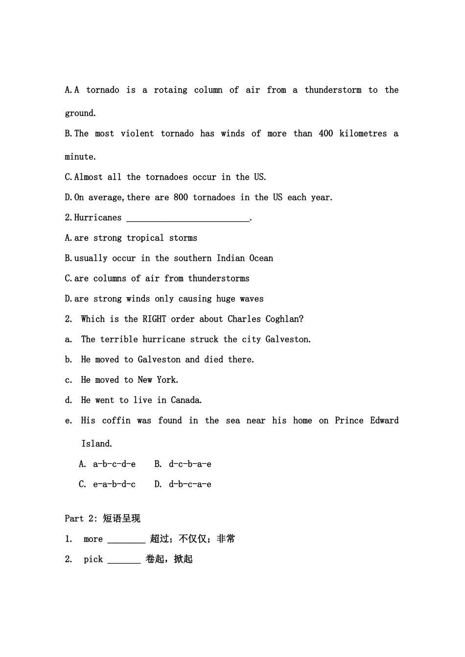 高中英语 Module 3 The Violence of Nature素材 外研版必修3_第3页