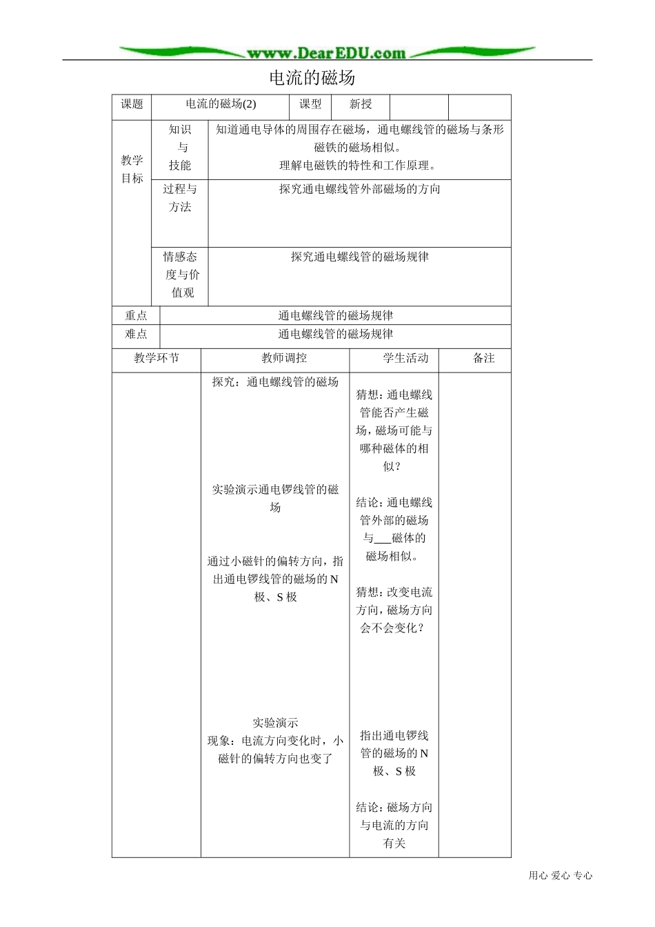 高中物理电流的磁场教案2新课标 人教版 选修1-1_第1页