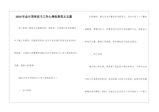 2024年会计顶岗实习工作心得收获范文五篇