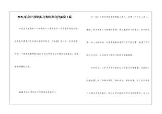 2024年会计顶岗实习考核表自我鉴定5篇