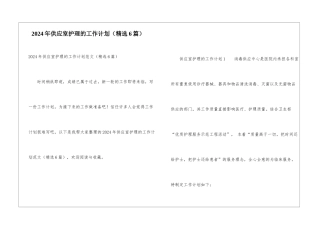 2024年供应室护理的工作计划