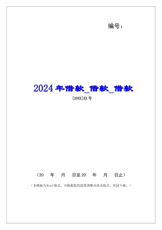 2024年借款借款借款