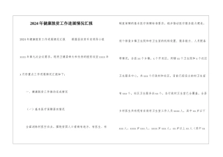 2024年健康脱贫工作进展情况汇报