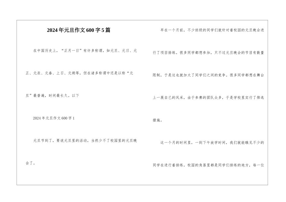 2024年元旦作文600字5篇_第1页